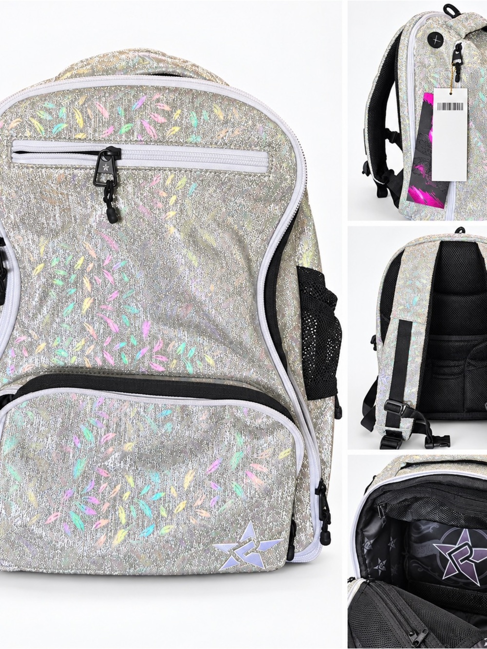 New REBEL Holographic Silver Women's Backpack - Star Accent